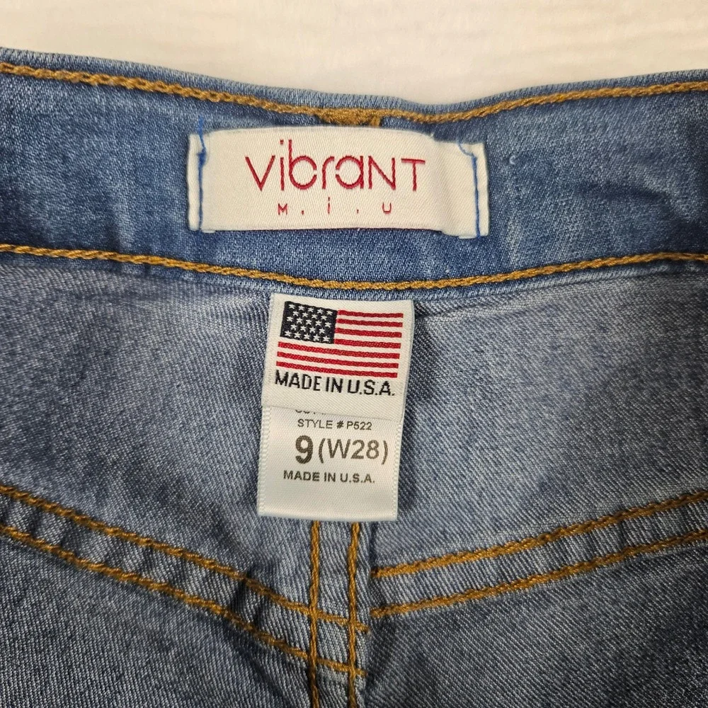 Vibrant MIU Womens High Waisted Flare Jeans Medium Wash Size 9 W28 P522 USA Made